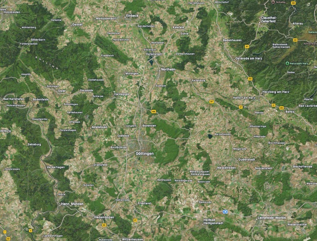 Karte der Einsatzregion um Göttingen und Northeim